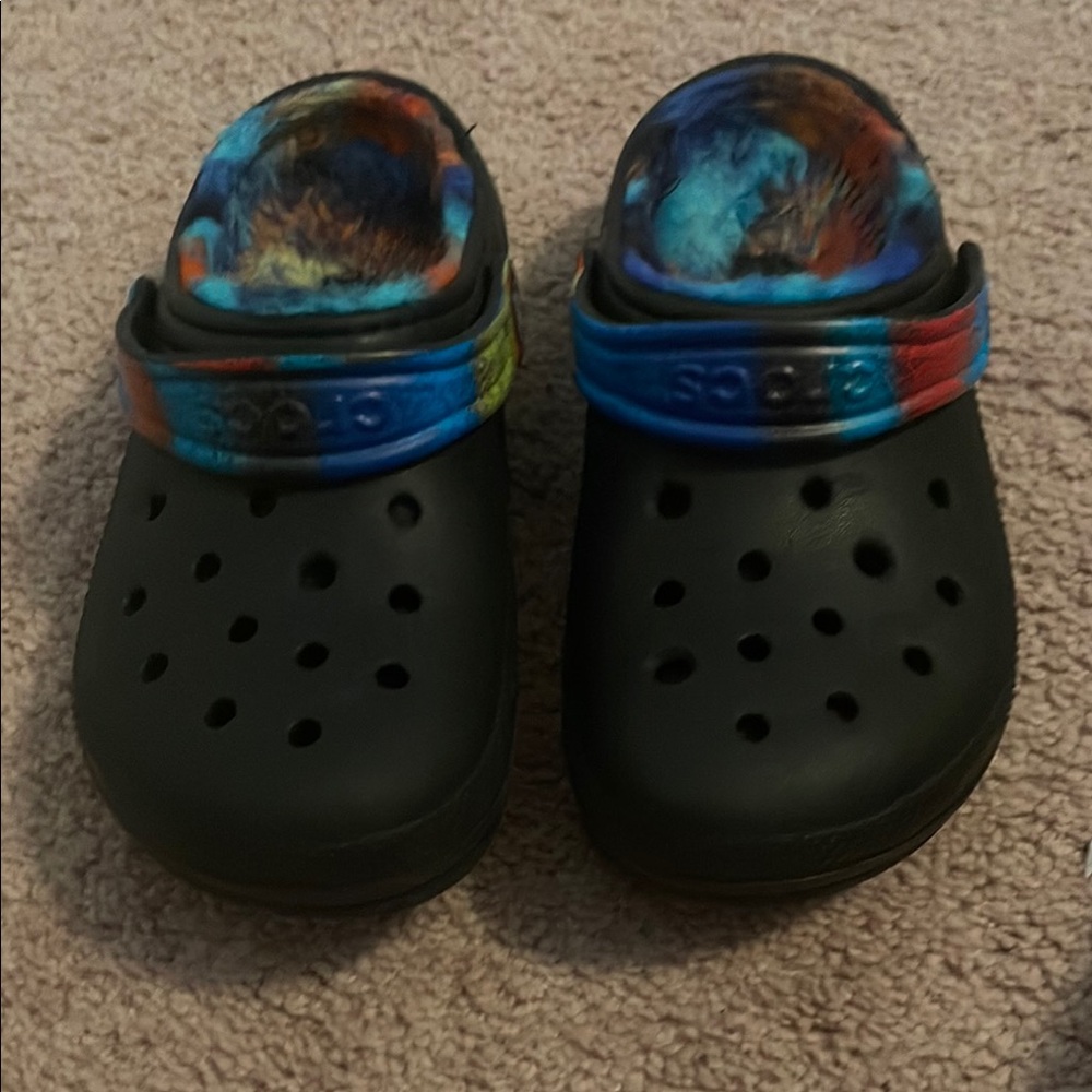 CROCS Black and Blue Slippers Classic Clog Style